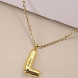 18K Gold Plated Bubble Initial Necklace