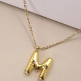 18K Gold Plated Bubble Initial Necklace