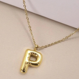 18K Gold Plated Bubble Initial Necklace