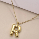 18K Gold Plated Bubble Initial Necklace