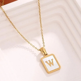 Mother of Pearl Initial A Necklace | 18K Gold Plated