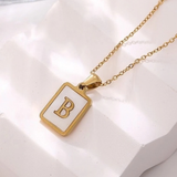 Mother of Pearl Initial A Necklace | 18K Gold Plated