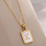 Mother of Pearl Initial A Necklace | 18K Gold Plated