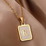 Mother of Pearl Initial A Necklace | 18K Gold Plated