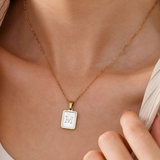 Mother of Pearl Initial A Necklace | 18K Gold Plated