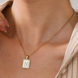Mother of Pearl Initial A Necklace | 18K Gold Plated
