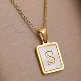 Mother of Pearl Initial A Necklace | 18K Gold Plated