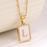 Mother of Pearl Initial A Necklace | 18K Gold Plated
