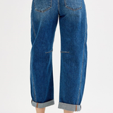 RISEN High Rise Crop Barrel Cuffed Jeans