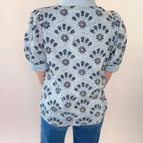 Botanical Sequin Puff Sleeve Top