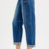 RISEN High Rise Crop Barrel Cuffed Jeans
