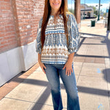 Printed Woven Top + Tie Detail