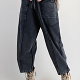 Mineral Washed Terry Knit Barrel Pants
