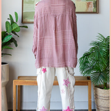 Ruffled Striped Button Down Top