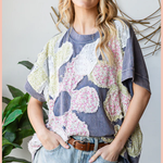 Washed Floral Patchwork Oversized Tee