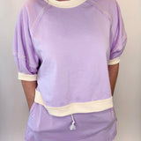 Reverse Stitch Short Sleeve Crop Sweatshirt