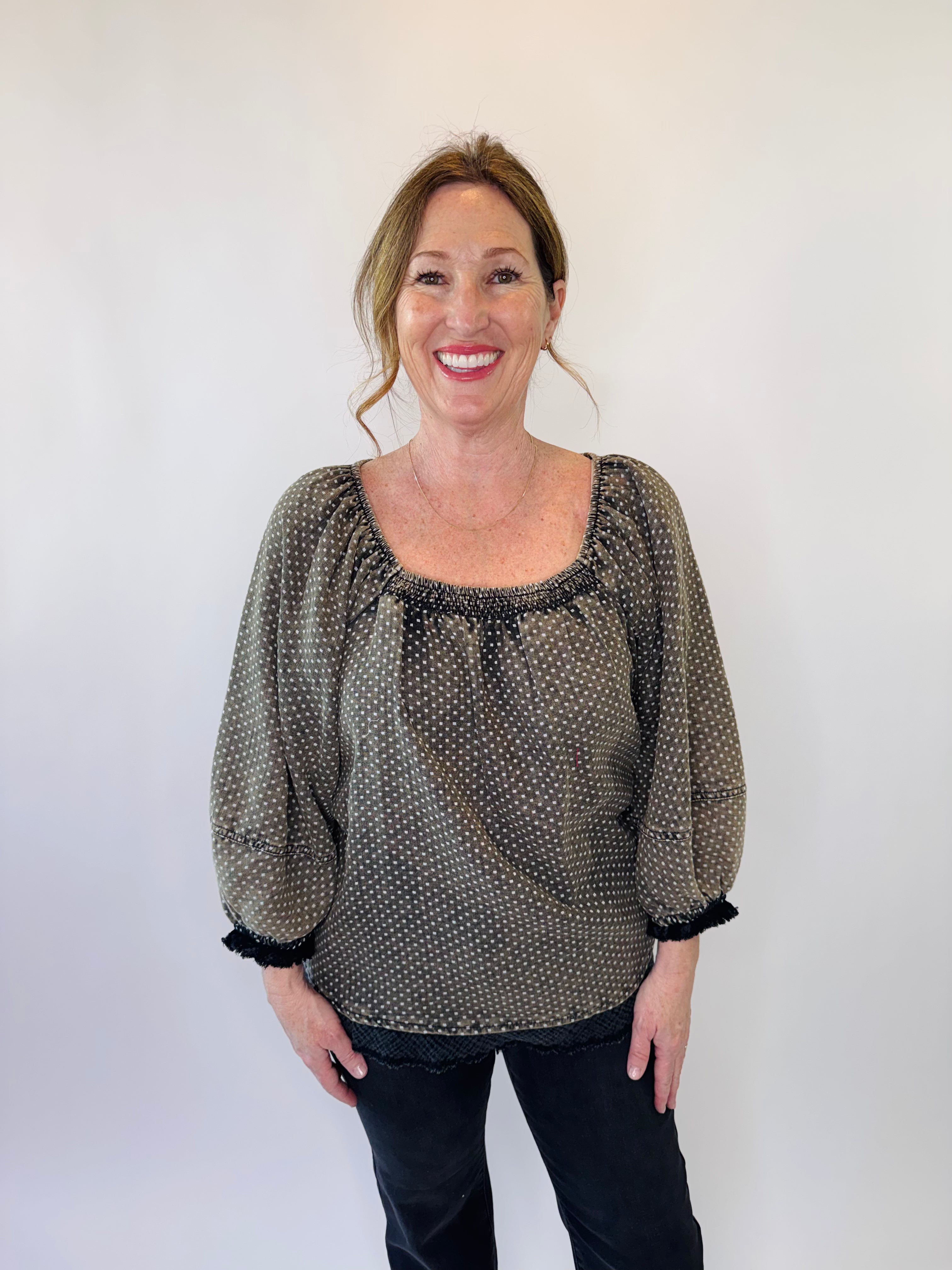 Dots Washed Cotton Gauze Top