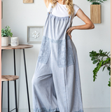 Washed Lace Hem Terry Overall