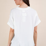 Soft Two Tone Casual Comfy Ribbed Knit Top | Off White