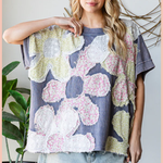 Washed Floral Patchwork Oversized Tee