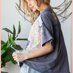 Washed Floral Patchwork Oversized Tee