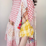 Washed Ruffle Hem Mixed Plaid Top