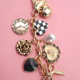 Bow Checker Heart Flower Bag Charm