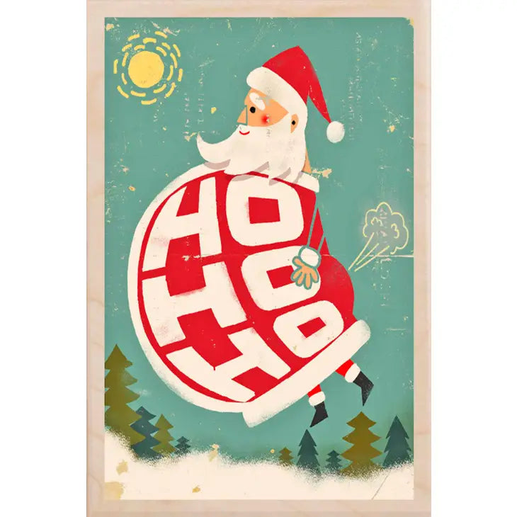 SANTA SUSTAINABLE WOOD CHRISTMAS CARD | HOLIDAY