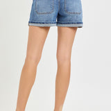High Rise Mid Length Cuffed Hem Shorts | J21 by RISEN