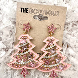 Dainty Rhinestone Christmas Tree Earrings