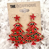 Dainty Rhinestone Christmas Tree Earrings