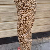 RISEN High Rise Crop Barrel Leopard Cuffed Pants