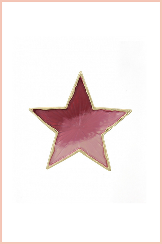 Star Enameled Brooch | Gold/Light Pink