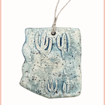 Handmade Arizona State Ornament | Everhart Ceramics | Desert Night Cactus Stamp | Cream Clay