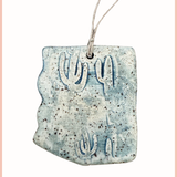 Handmade Arizona State Ornament | Everhart Ceramics | Desert Night Cactus Stamp | Cream Clay