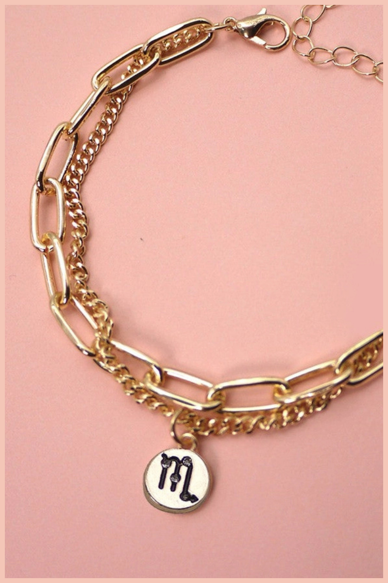 Zodiac Double Chain Rhinestone Bracelet