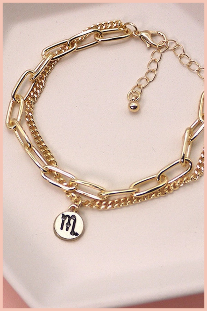 Zodiac Double Chain Rhinestone Bracelet