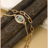 Rhinestone Eye Chain Bracelet