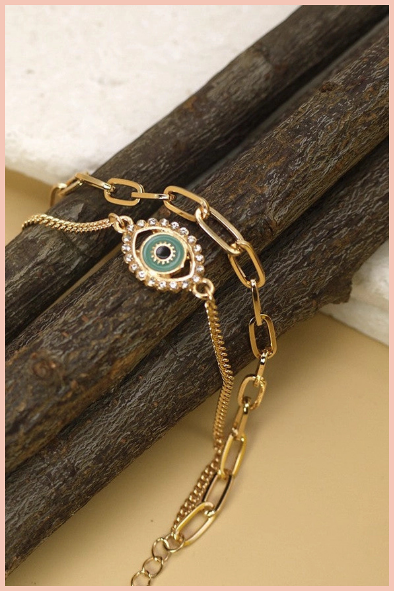 Rhinestone Eye Chain Bracelet