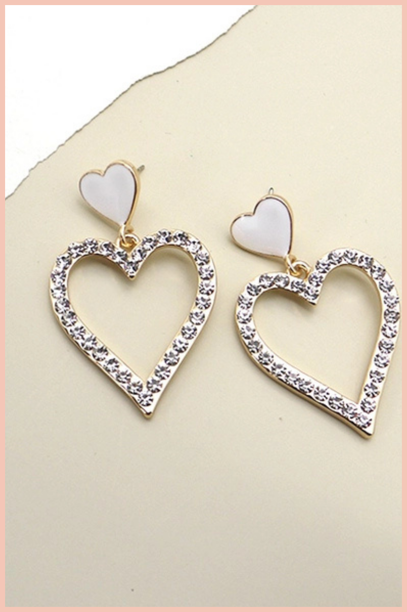 Rhinestone Heart Drop Earrings