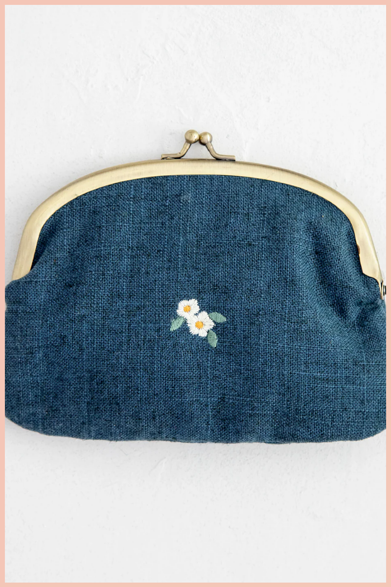 Live Happy Embroidered Coin Purse | Natural Life