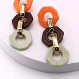 Colorblock Linear Drop Earrings | Gold