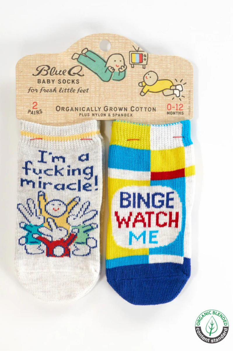 I'm A Fucking Miracle!/ Binge Watch Me Baby Socks