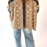 Crochet Patch + Lace Button Down Top