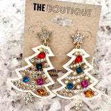 Dainty Rhinestone Christmas Tree Earrings