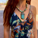 Jade Curly Embossed Pendant Statement Necklace