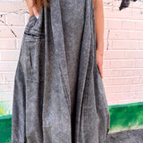 Mineral Washed Rib Knit Cargo Dress