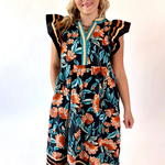 Floral Print Midi Dress + Flutter Sleeves