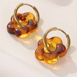 18K Gold Plated Tortoise Floral Drop Earrings