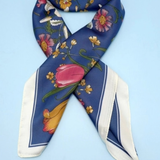 Large Floral Print Silky Bandana Scarf